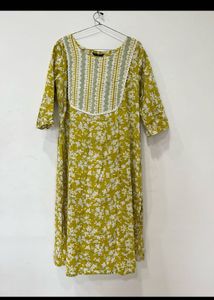 Blue Leaf Print Cotton Kurta