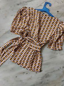 Multiway Stylish Printed Tie-Waist Blouse