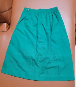 Green A-line Skirt with White Trim