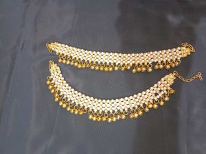 Pearl &amp; Gold Anklets with Bells