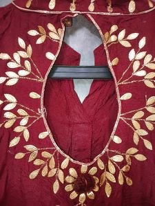 Maroon Embroidered ethnic gown