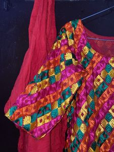 Vibrant Phulkari Kurta Set