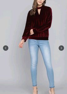 Velvet Mock Neck Cutout Top