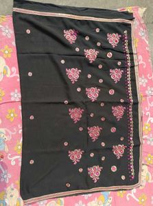 price dropped New Saree With Embroydary Mirror Wor
