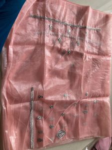 Elegant Pink Embroidered Saree