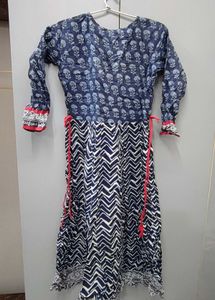 Chic Navy Blue Printed Kurta