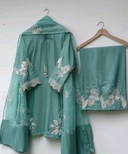 Silk Teal Kurta Set with Dupatta