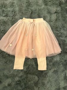 Cute Pink Tulle Skirt attached Legging