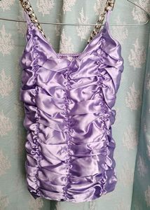 Lilac Ruched Chain Strap Tank