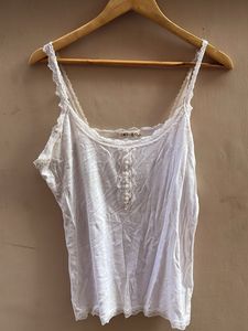 White Lace Trim Cami Top