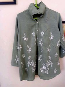 WOMENS Embroidered Green TOP