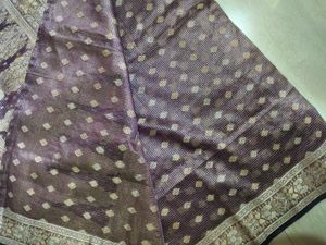 Elegant Purple Saree with Gold Motifs