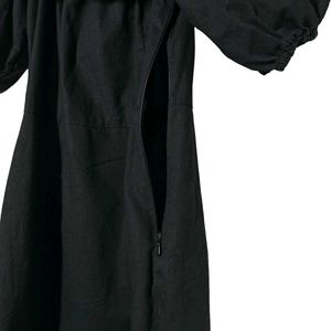 H&amp;m Black Off-Shoulder Puff Sleeve Dress