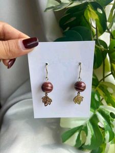 Unique Leaf & Bead Dangle Earrings