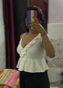White Ruffle Top