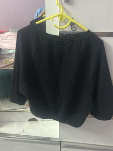 Black Embroidered Long Sleeve Top