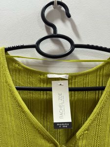olive Green Ribbed Stretch Button-Down Top