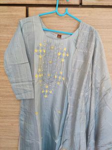 Grey Colour Heavy Embroidered Kurta Set