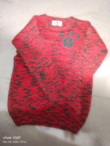 Red &amp; Gray Knitted Sweater