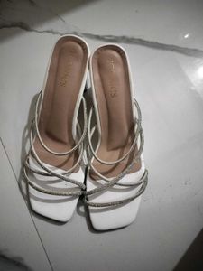 Iconics White Rhinestone Heels - Size 6