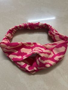 Trendy Pink Leopard Print Twisted Knot Headband