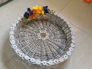 Decorative Wicker Basket with Flowers