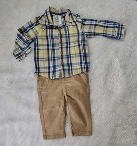 Baby Boys Plaid Shirt and Khaki Pants Set