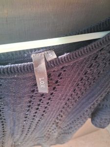 Navy Blue Knit Open Weave Top