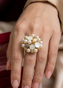 Elegant Adjustable Pearl Stone Anti Tarnisha Ring