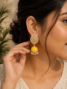 Beautiful Yellow Jhumka Earrings