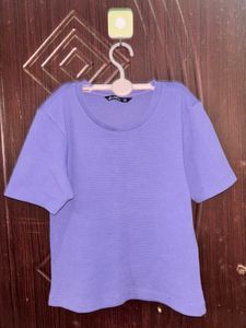 Purple Waffle Knit Cropped T-Shirt