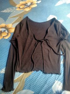 Cute Brown Cropped Cardigan