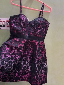Elegant Black &amp; Pink Floral Print Dress