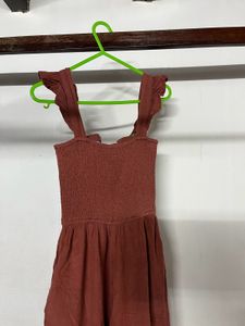 Chic Rusty Red Smocked jumpsuit (no coat)