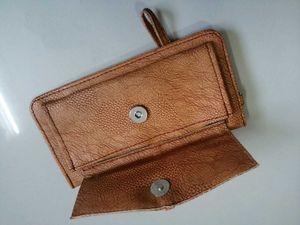 Stylish Brown Leather Wallet with Strap