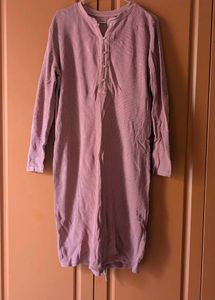 Comfortable Long Sleeve Peach Midi-Dress