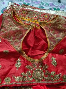 Red Embroidered Silk Saree