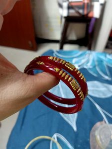Royal Red Golden Kada Set