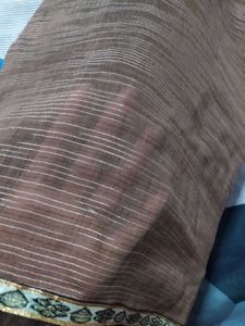 Brown Embroidered Cotton Saree