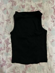 Black Sleeveless Mock Neck Top