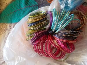 Multi Colour Mettle Choodhi..bangles With Sparkle Designs