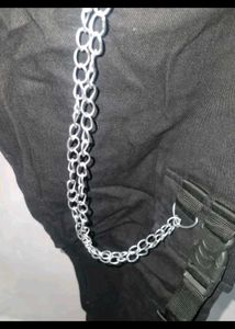 Black Cargo Pants with Chain Detail