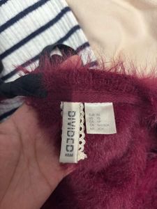 H&amp;M Fuzzy Cardigan with Bow Detail