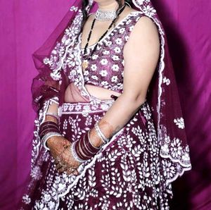 Elegant Embroidered Burgundy Lehenga