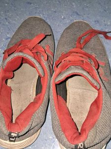 Gray &amp; Red Athletic Sneakers
