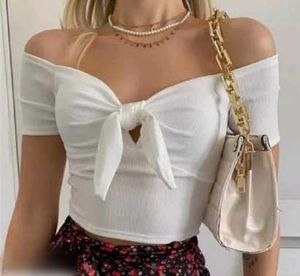 Chic Off-Shoulder Tie-Front Crop Top