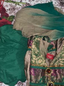 Green With Copper Anarkali Suit