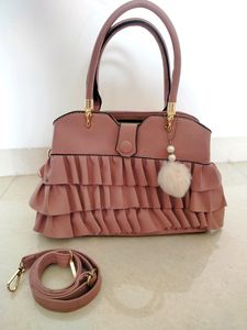 Fancy Hand /Shoulder Bag/Purse With Poppom &amp; Strap