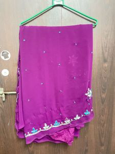 Purple Embellished Saree