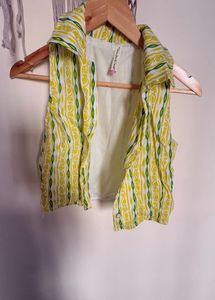 Unique Yellow & Green Printed Vest